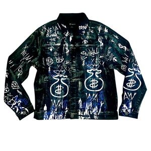 Men's Black Graphic Denim Jacket
